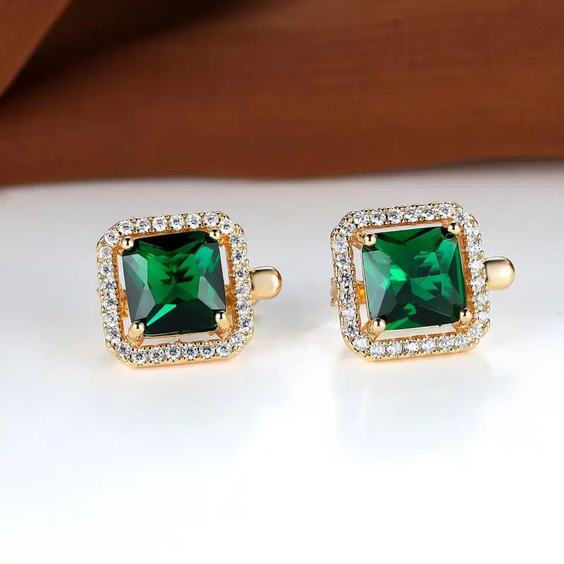 Boucles d'oreilles à brillants verts | Or