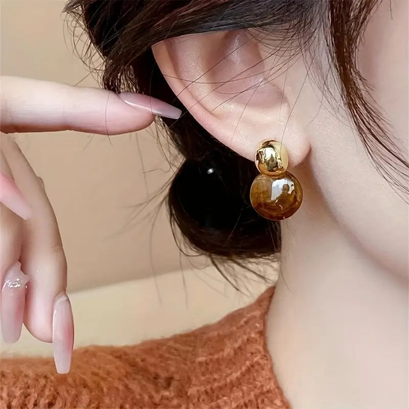 Boucles d'oreilles pendantes Aurélie Amber | Or