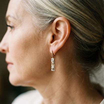 Boucles d'oreilles pendantes en forme rectangulaire | Or