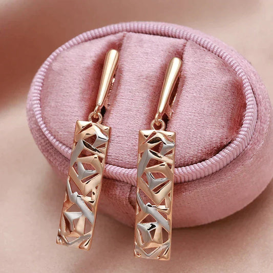 Boucles d'oreilles pendantes rectangulaires | Or