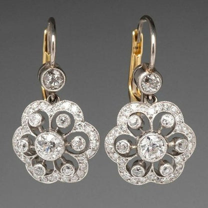 Boucles d'oreilles rétro avec des cristaux | Or
