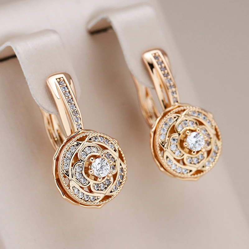 Boucles d'oreilles rondes élégantes en brillants | Or
