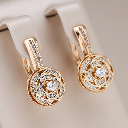 Boucles d'oreilles rondes élégantes en brillants | Or