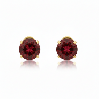 Boucles d'oreilles rondes en rubis | Or