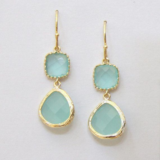 Boucles d'oreilles vintage avec turquoise et pierre de lune | Or