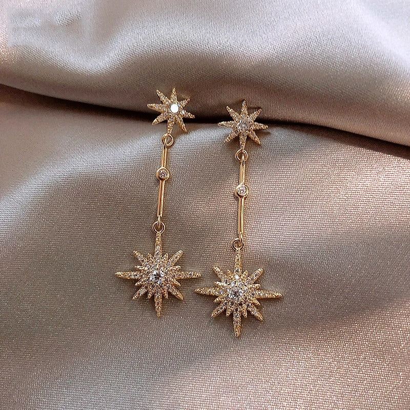 Boucles d'oreilles vintage avec étoile en cristal | Or