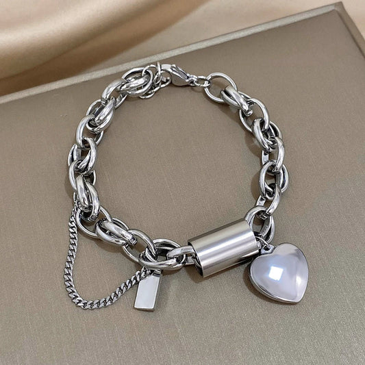 Bracelet chaîne épaisse Revitalisante | Or blanc