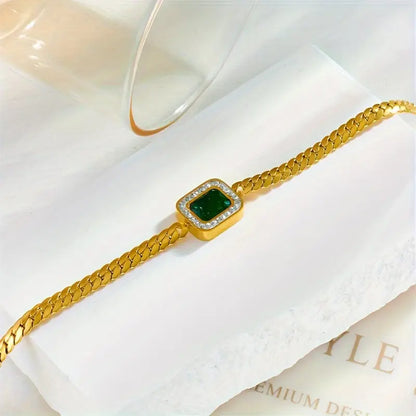 Bracelet Joanna vert avec émeraude | Or
