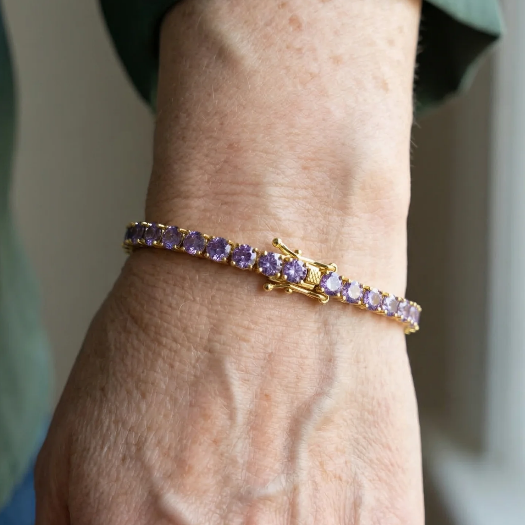 Bracelet tennis améthyste | Or