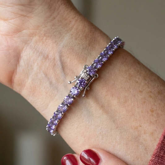 Bracelet tennis améthyste | Or blanc