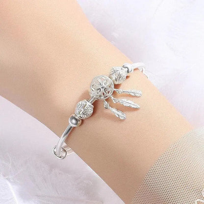 Bracelet attrape-rêves ajustable | Or blanc