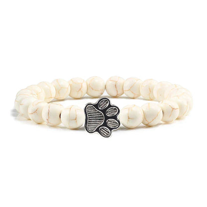 Bracelet avec perles en forme de pattes, motif en pierre naturelle | Or