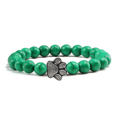 Bracelet avec perles en forme de pattes, motif en pierre naturelle | Or