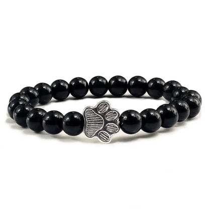 Bracelet avec perles en forme de pattes, motif en pierre naturelle | Or
