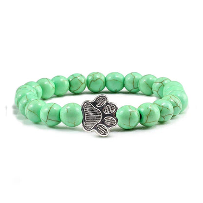 Bracelet avec perles en forme de pattes, motif en pierre naturelle | Or