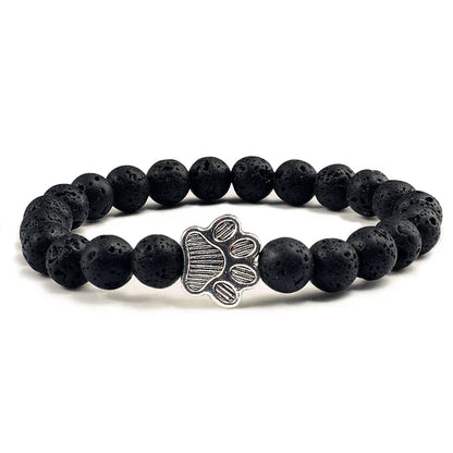 Bracelet avec perles en forme de pattes, motif en pierre naturelle | Or