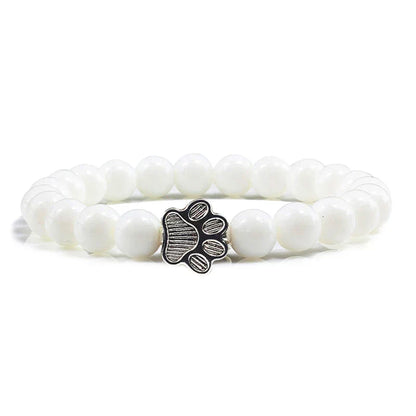 Bracelet avec perles en forme de pattes, motif en pierre naturelle | Or