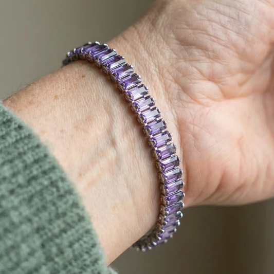 Bracelet de tennis améthyste Vertéa | Or blanc