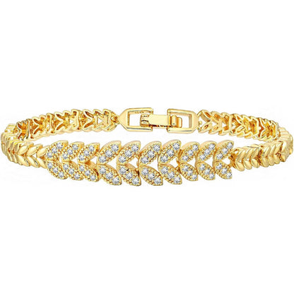 Bracelet de tennis feuille éternelle | Or