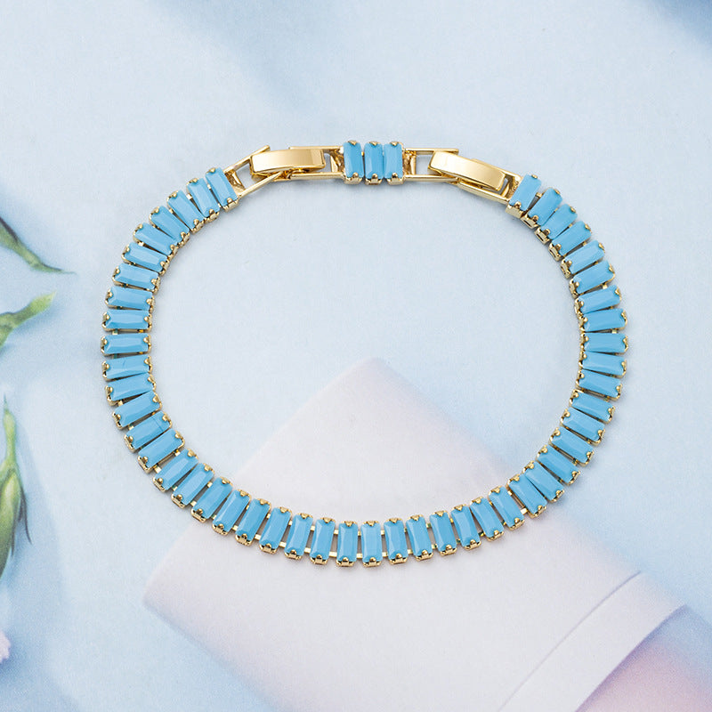 Bracelet de tennis Vertéa turquoise | Or