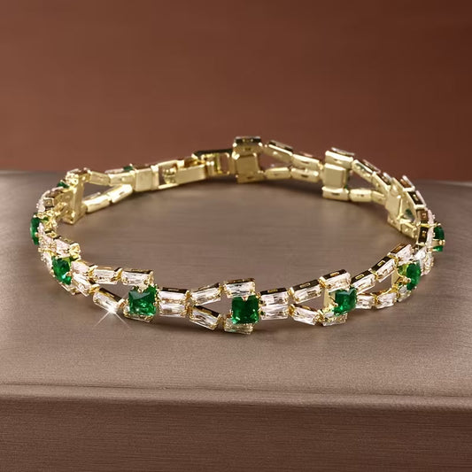 Bracelet de tennis maillon vert | Or