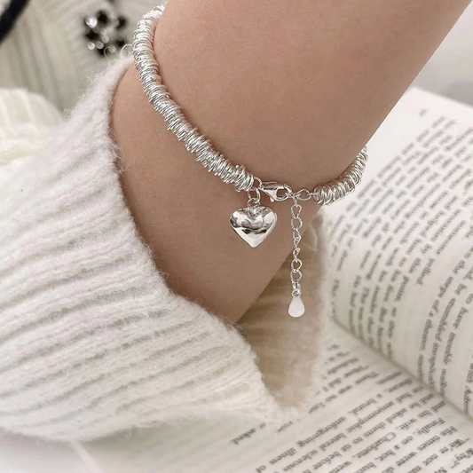 Bracelet élégant avec cœur | Or blanc