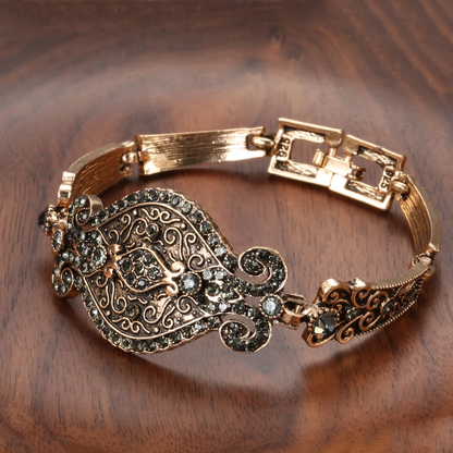 Bracelet élégant en cristal noir | Or