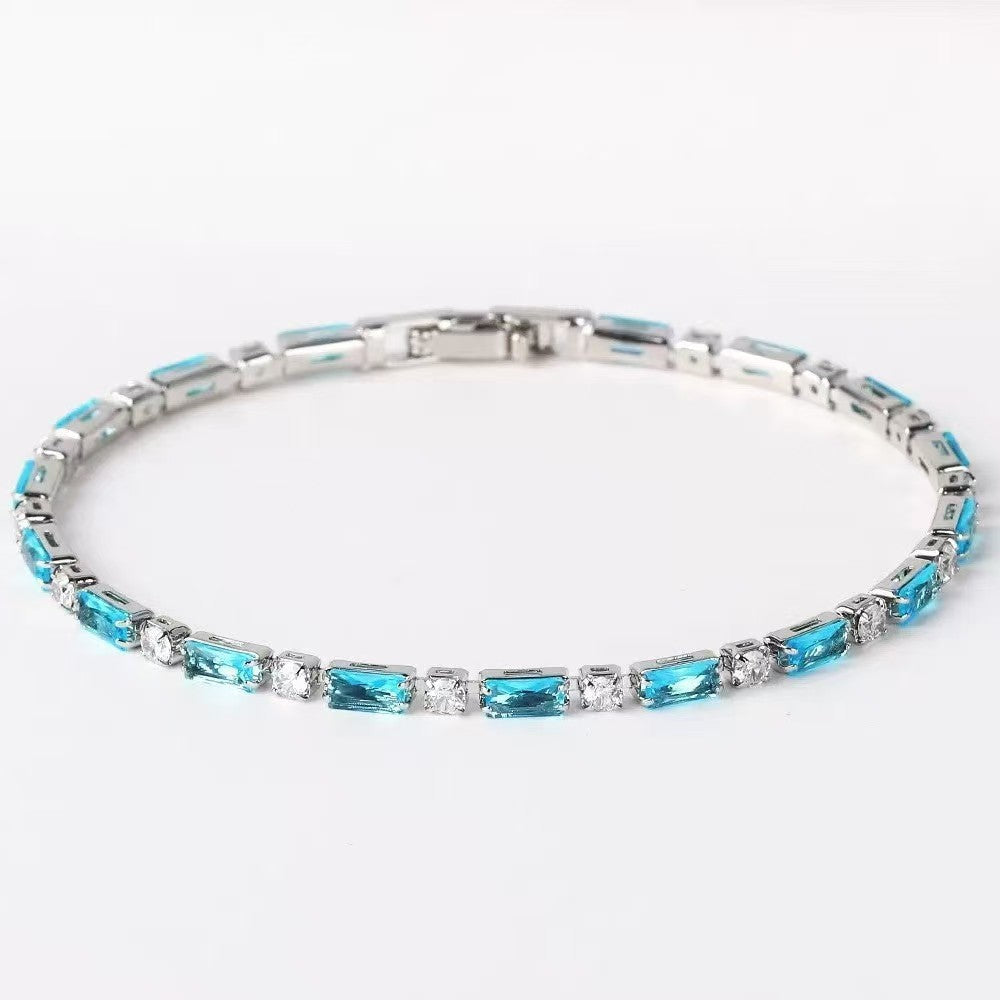 Bracelet en pierre turquoise naturelle | Or blanc
