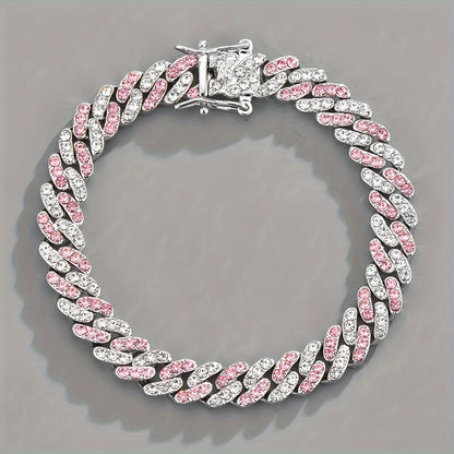 Bracelet maille cubaine rosé arctique | Or blanc