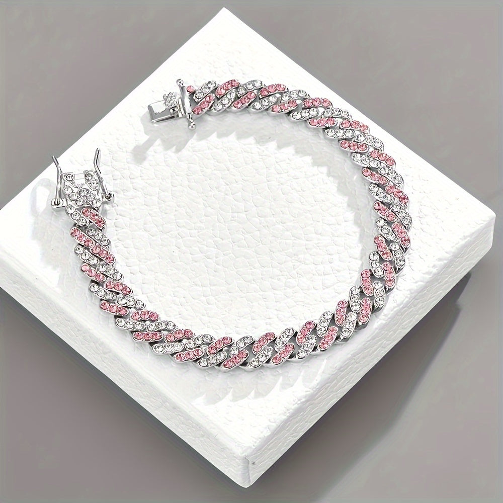 Bracelet maille cubaine rosé arctique | Or blanc