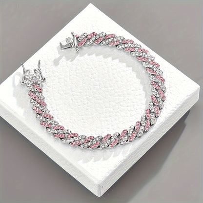 Bracelet maille cubaine rosé arctique | Or blanc