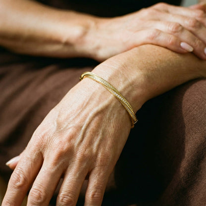 Bracelet en cristal élégant avec deux rangées | Or
