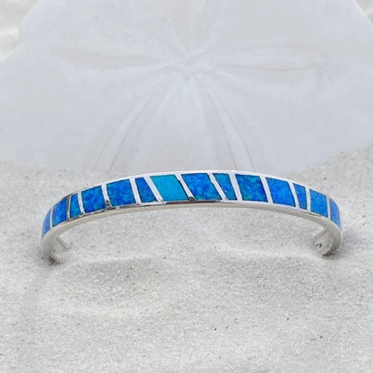 Bracelet en opale bleue | Or blanc