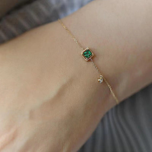 Bracelet avec cristal vert | Or