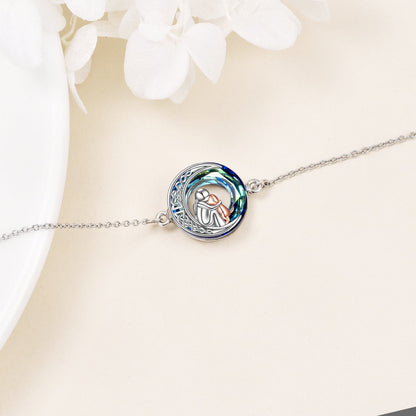 Bracelet réglable avec pendentif en forme de chien | Or blanc