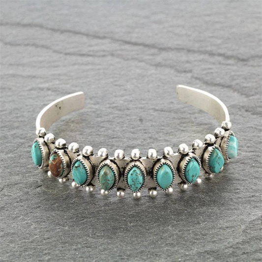 Bracelet rétro avec pierres turquoises | Or