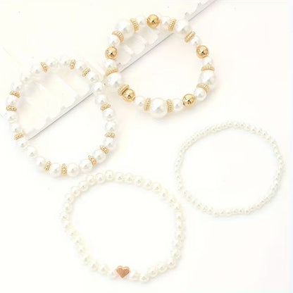 Bracelets en perles blanches | Or