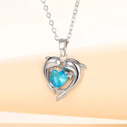 Collier cœur océan Jumeaux | Or blanc