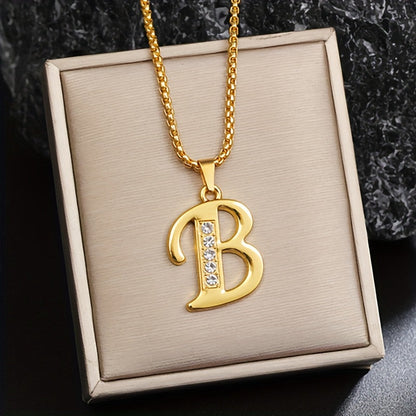 Collier initial en cristal accent | Or