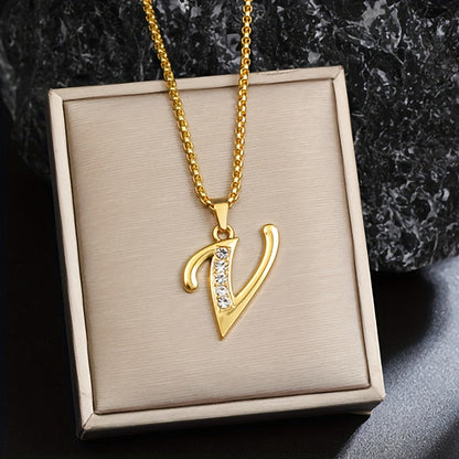 Collier initial en cristal accent | Or