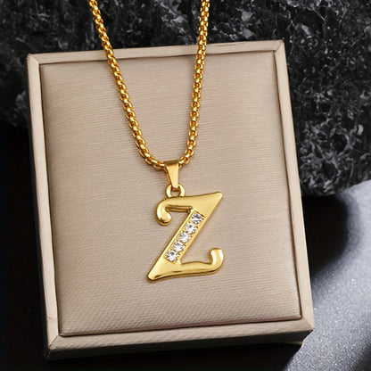 Collier initial en cristal accent | Or