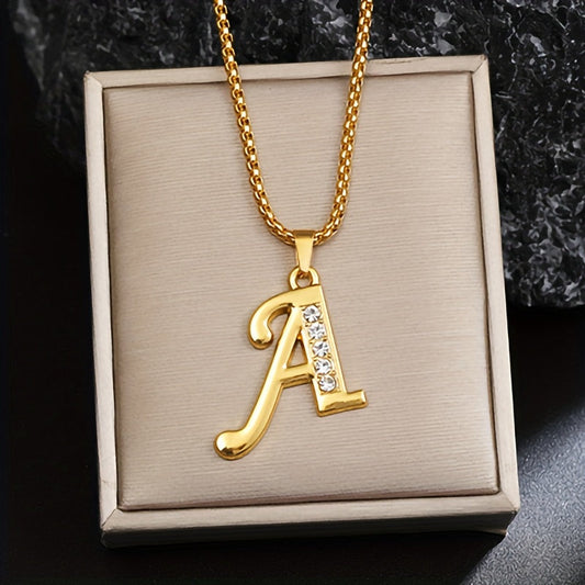 Collier initial en cristal accent | Or