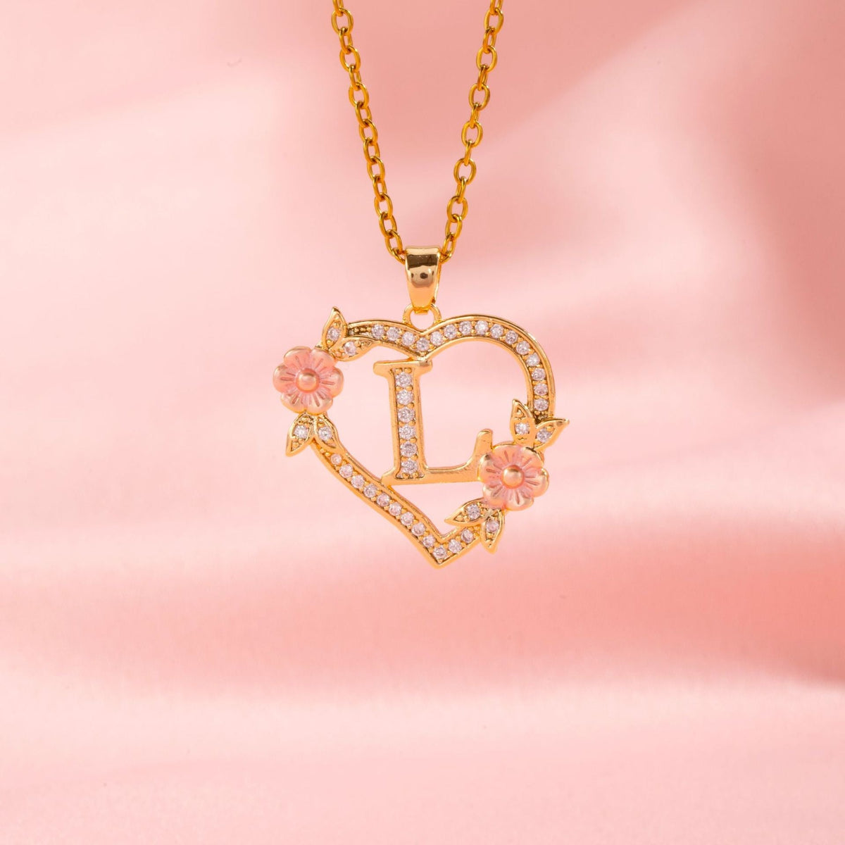 Collier initiale charme floral | Or