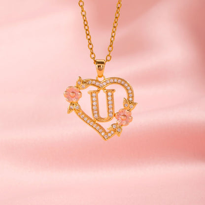 Collier initiale charme floral | Or