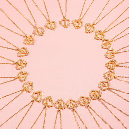 Collier initiale charme floral | Or