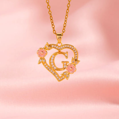 Collier initiale charme floral | Or