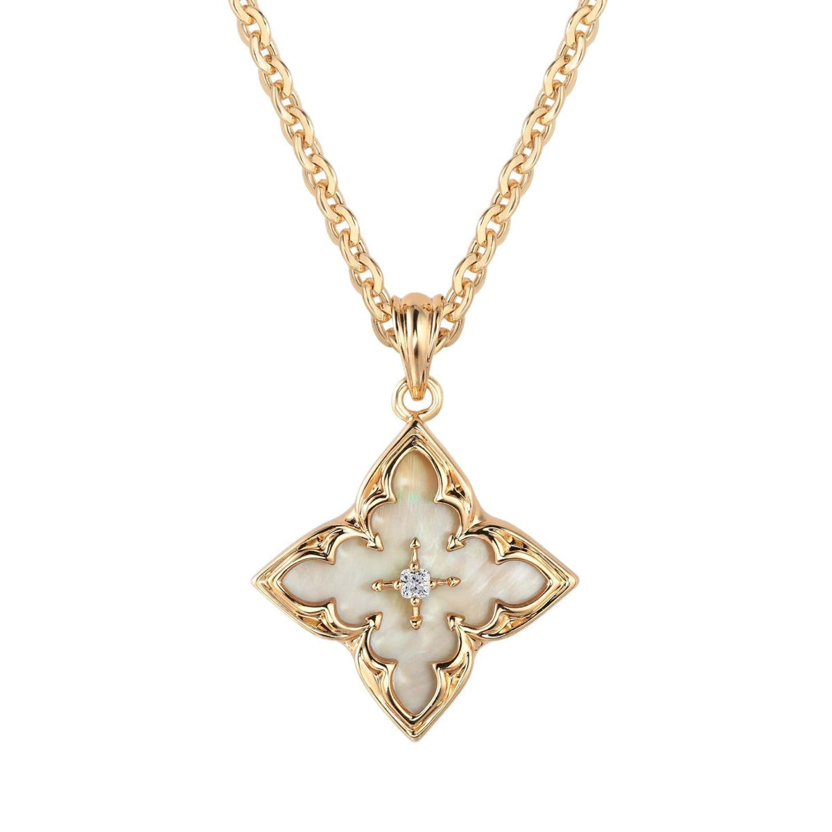 Collier pendentif trèfle bleu | Or