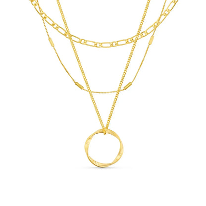 Collier à trois rangées en cercle ouvert | Or blanc
