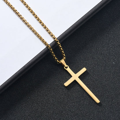 Collier avec croix « Foi Élevée » | Or blanc