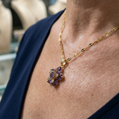 Collier de fleurs Amelyth violet | Or